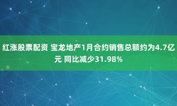 红涨股票配资 宝龙地产1月合约销售总额约为4.7亿元 同比减少31.98%